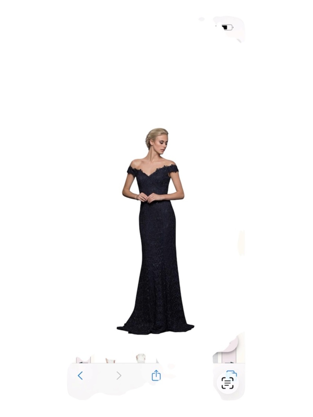 Elegant Off-Shoulder Navy Lace Maxi Dress